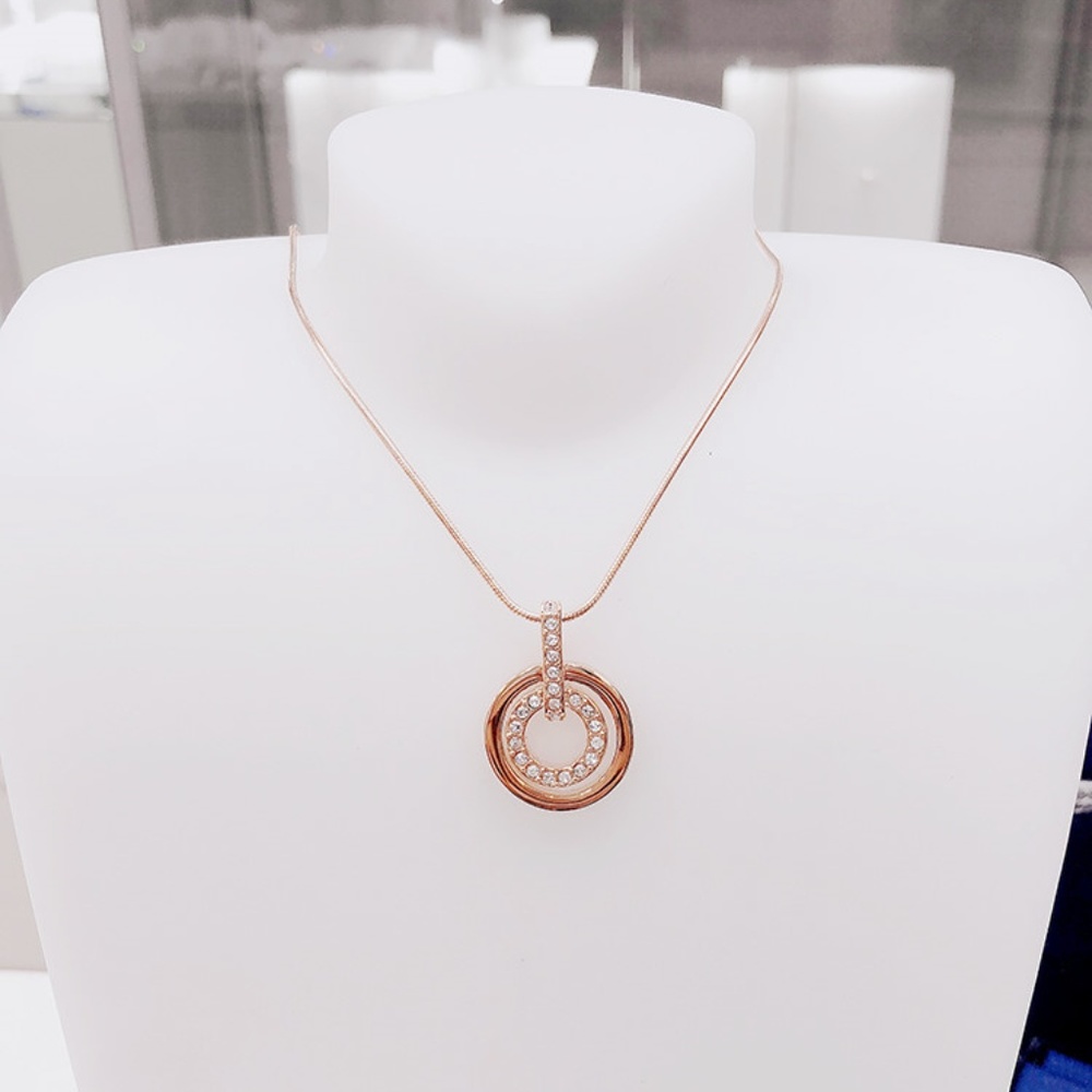 CIRCLE PENDANT, WHITE, ROSE GOLD PLATING - Picture 2 of 5